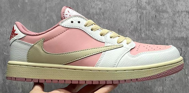 Women Jordan Shoes 1 Grade AAA Low Travis Scott Pink